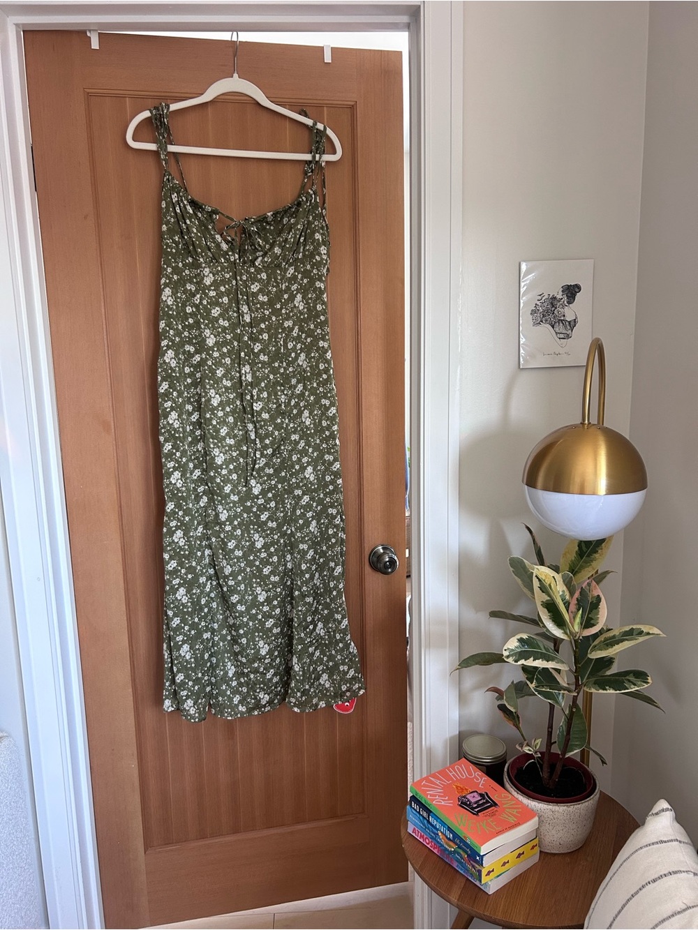 Cider Olive Green Floral Midi Dress